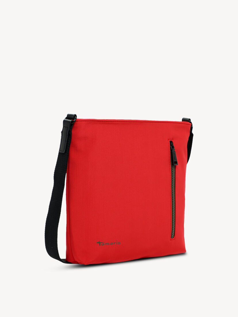 Rode schoudertas van textiel met praktische zwarte verstelbare band