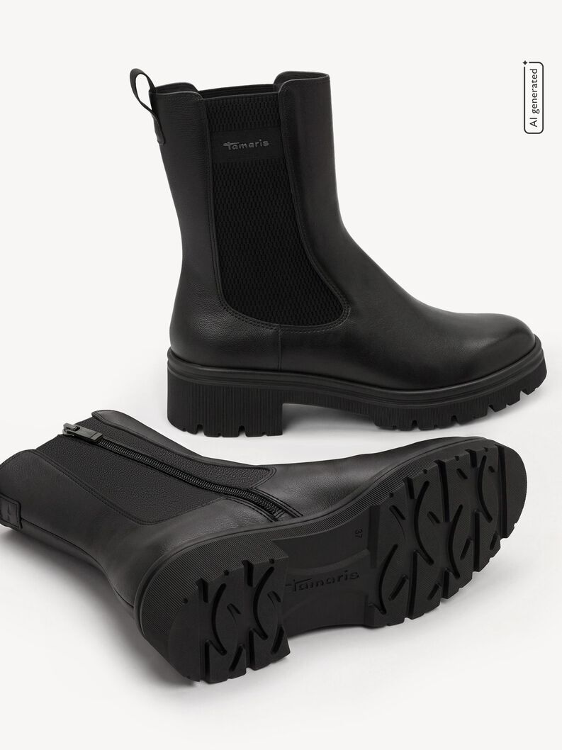 Leder Chelsea Boot - schwarz, BLACK, hi-res