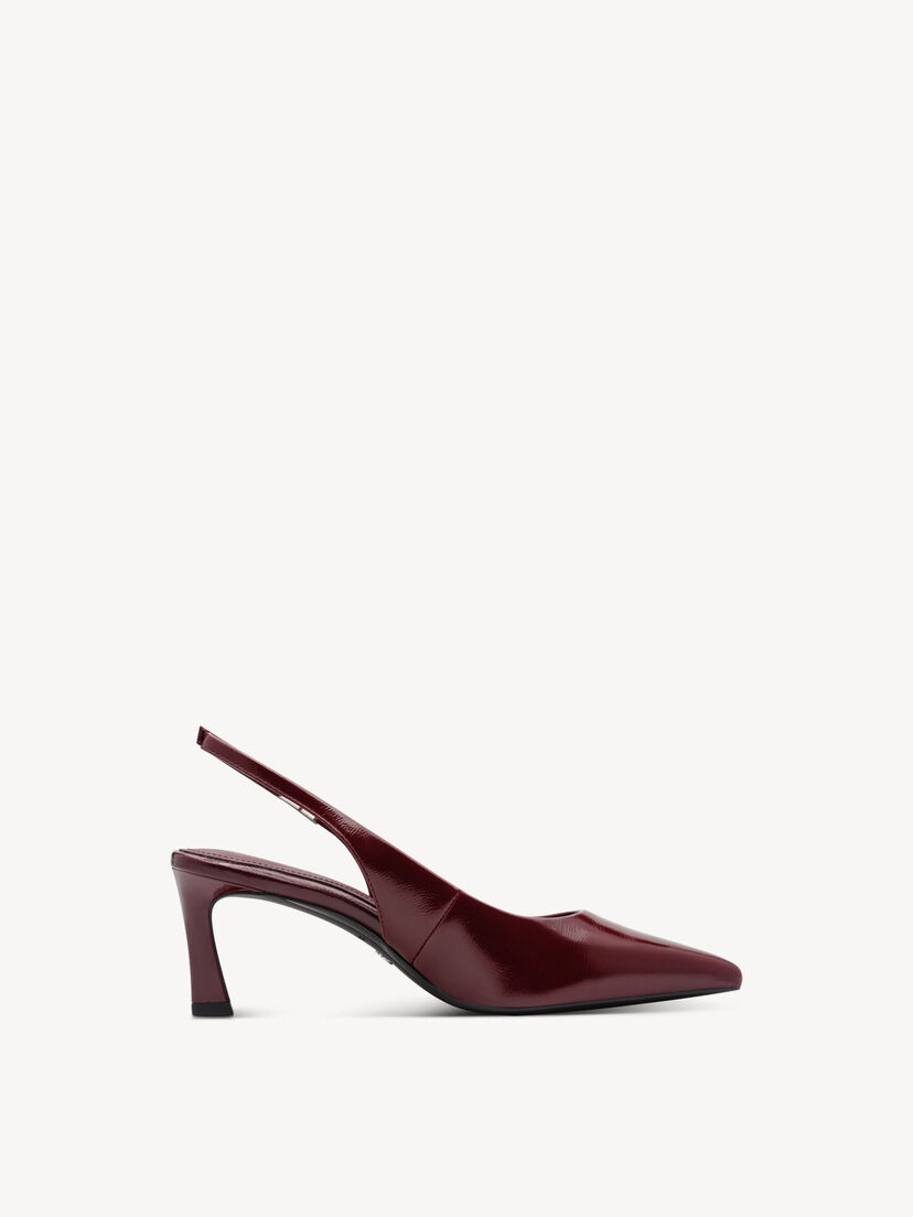 Leren Slingpumps - rood, MERLOT, hi-res