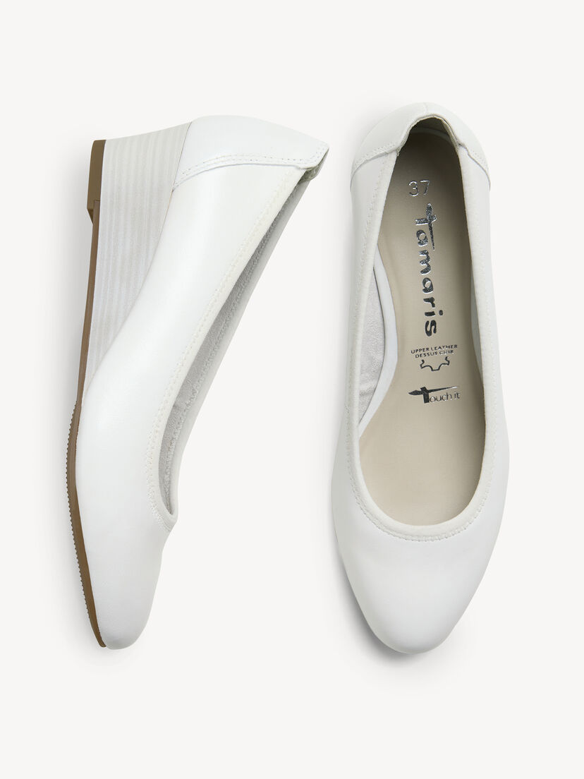 Leren Sleehakpumps - wit, WHITE LEATHER, hi-res