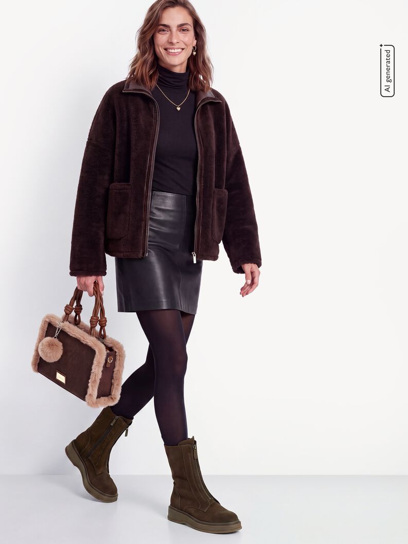 Leather Bootie - brown, BROWN, hi-res
