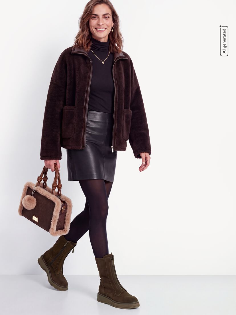 Leren Enkellaarsje - bruin, BROWN, hi-res