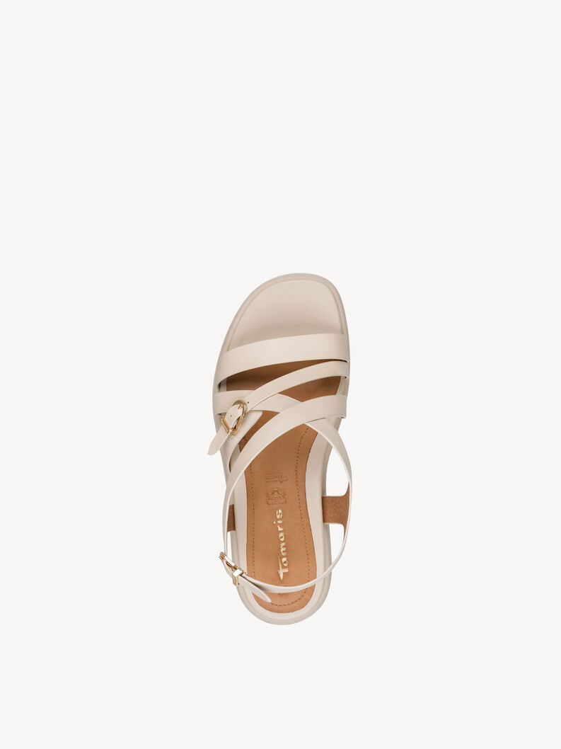 Sandale &agrave; talon en cuir - beige, 418, hi-res
