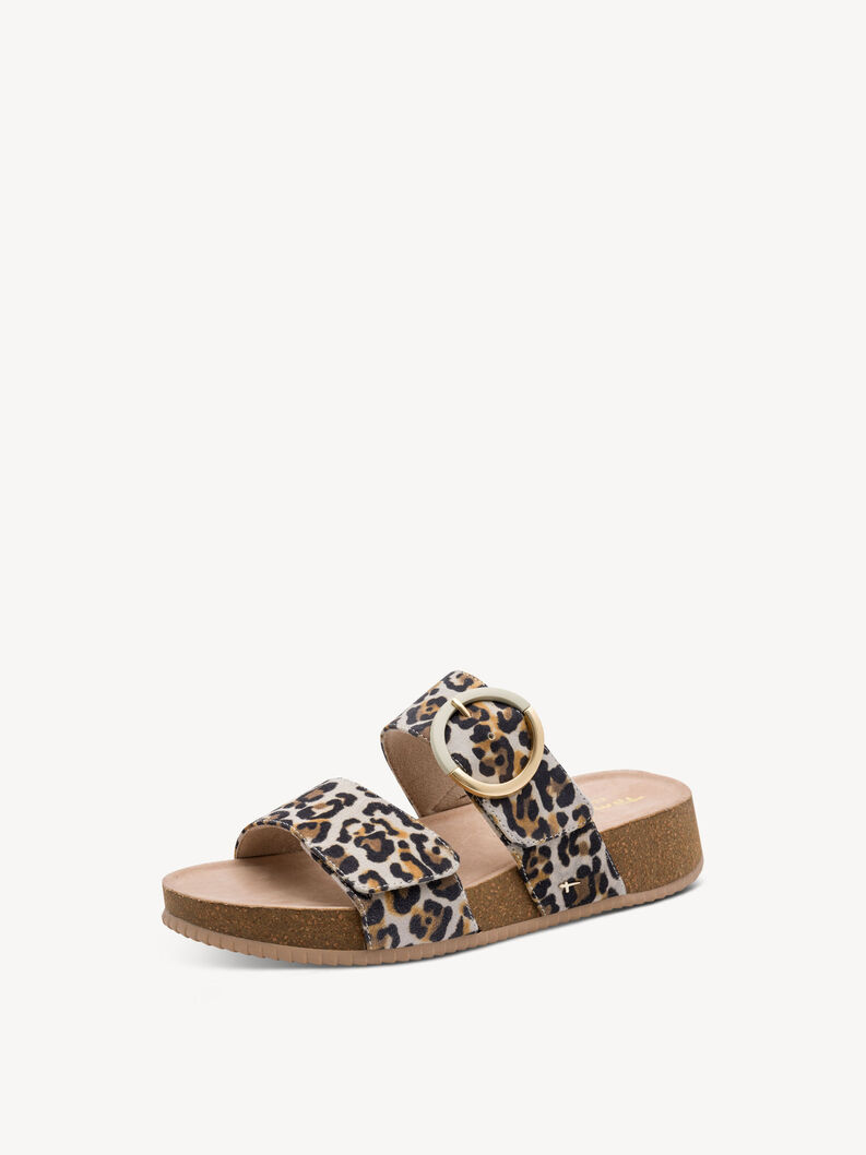 Lederpantolette - beige, BEIGE LEO, hi-res
