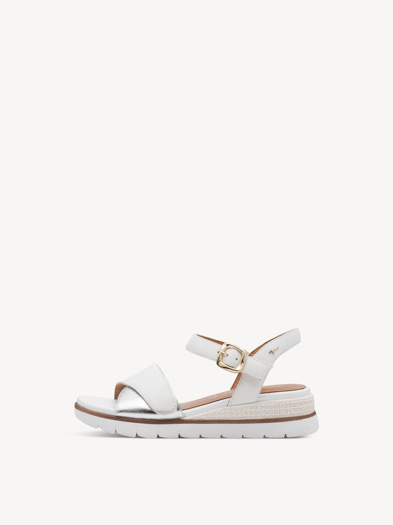Sandale &agrave; talon en cuir - blanc, WHITE/SILVER, hi-res