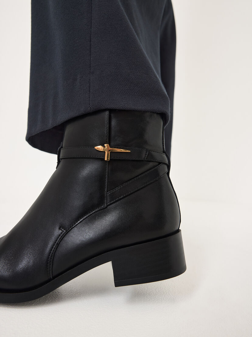 Leren Enkellaarsje - zwart, BLACK, hi-res