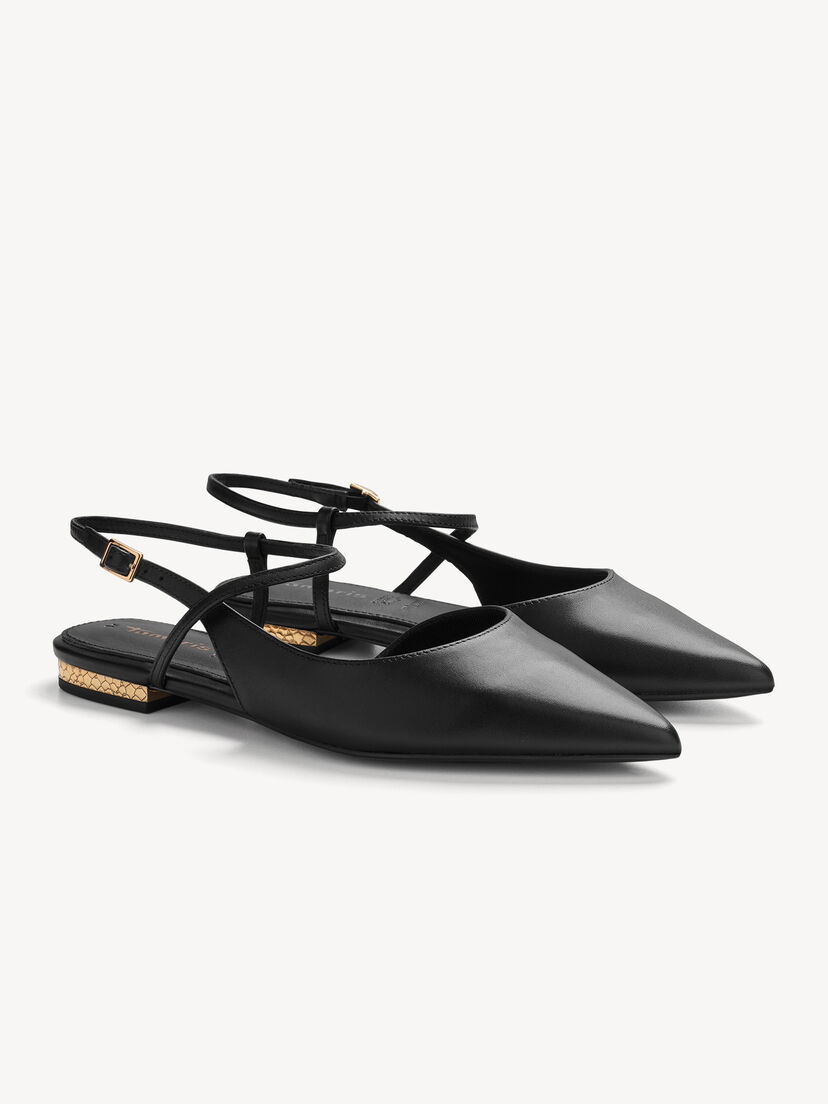 Leren Slingpumps - zwart, BLACK, hi-res