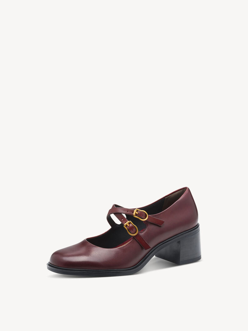 Escarpin en cuir - rouge, MERLOT, hi-res