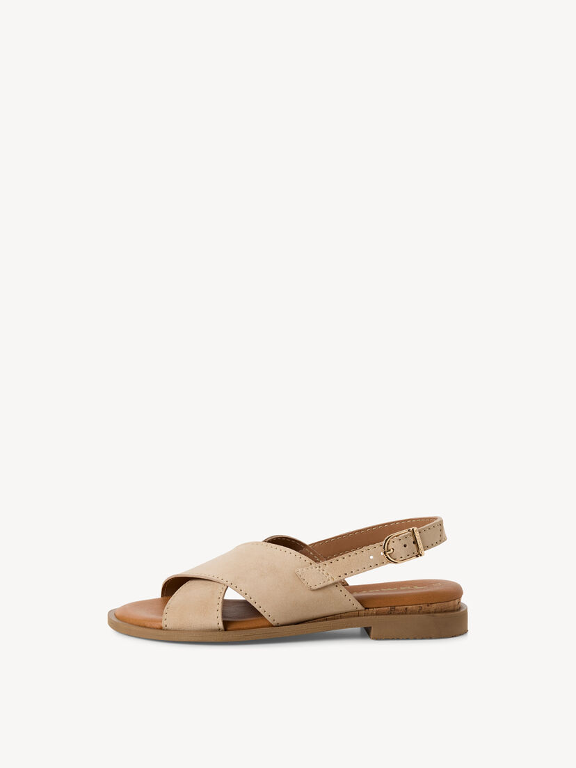 Leren Sandaal - beige, beige, hi-res