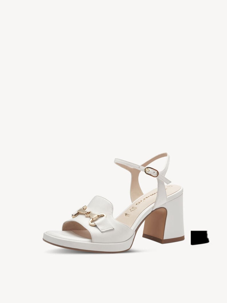 Kožené sandálky - bílá, WHITE, hi-res