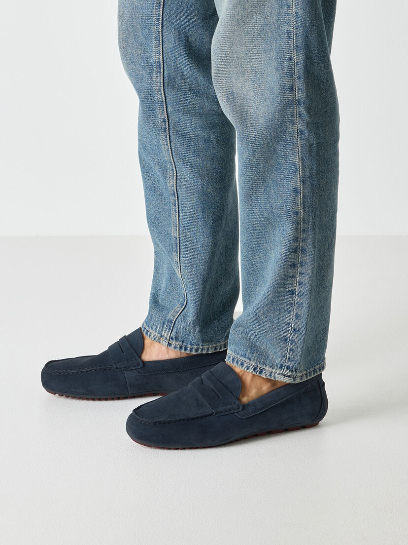 Leren Instappers - blauw, NAVY, hi-res