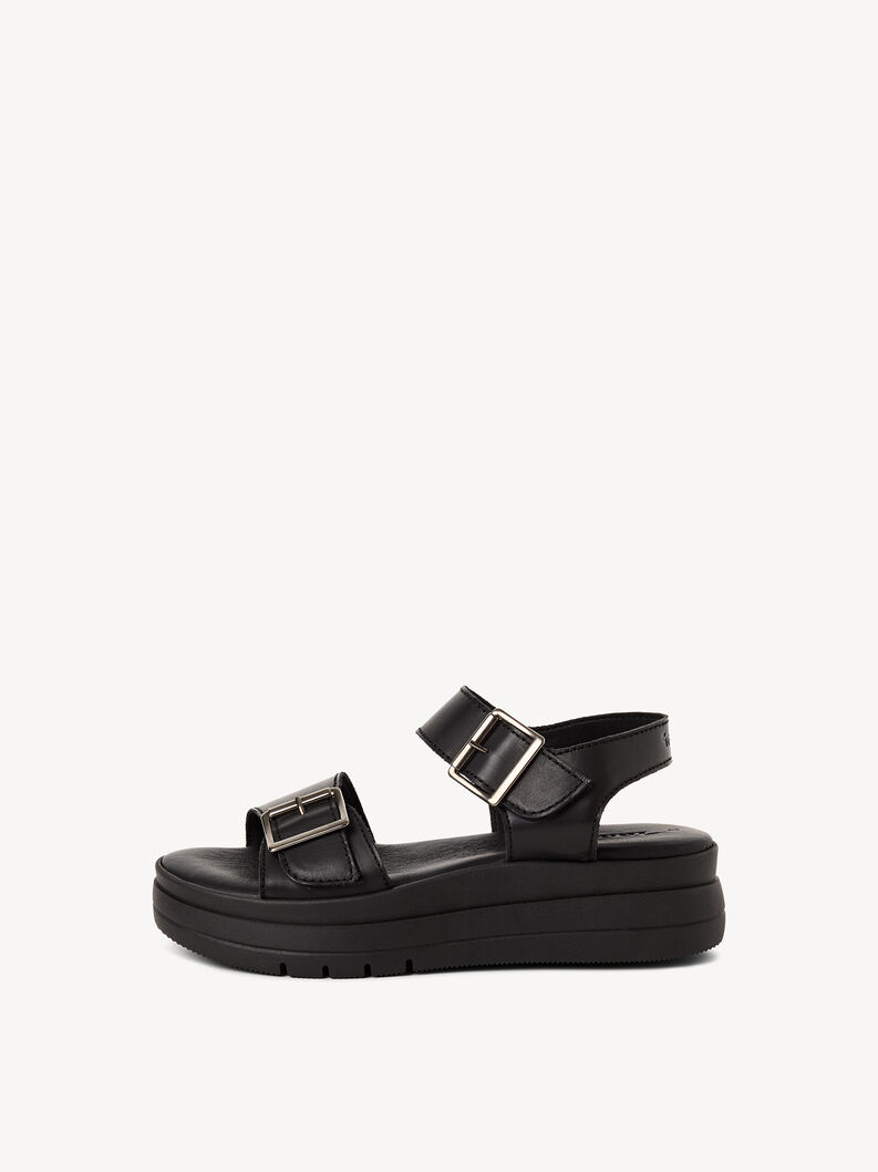 Ledersandalette - schwarz, BLACK LEATHER, hi-res