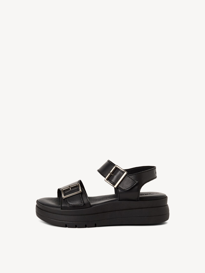 Leren Sandaaltje - zwart, BLACK LEATHER, hi-res