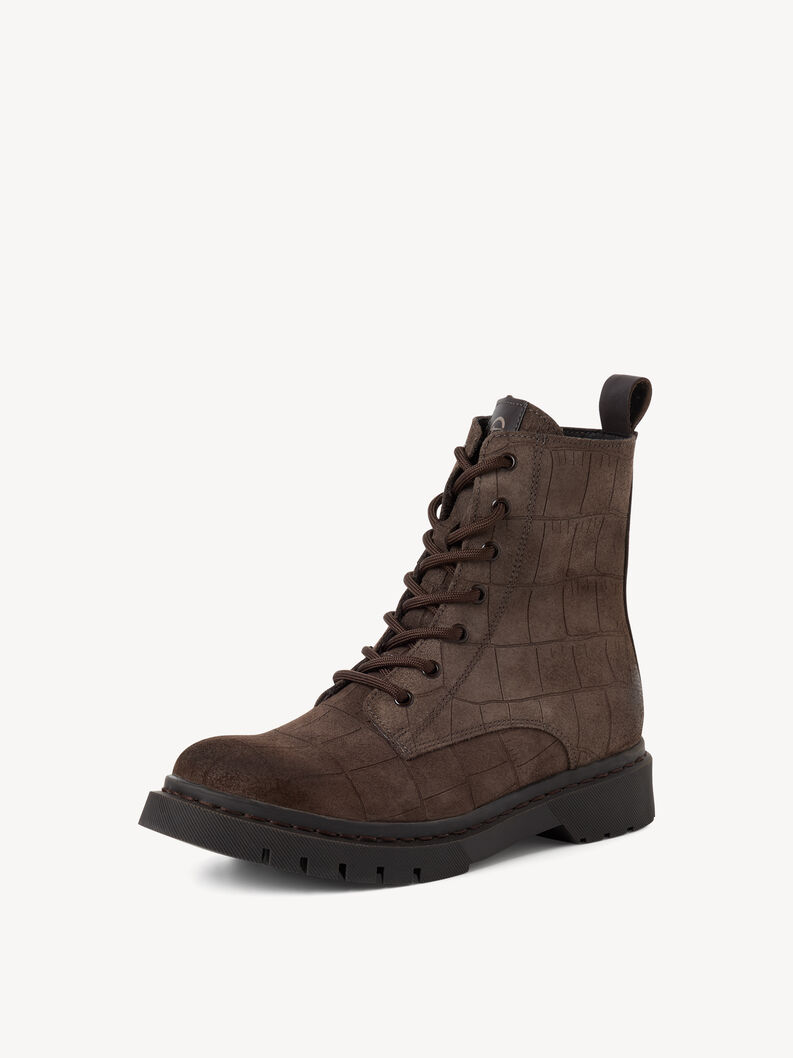 Lederstiefelette - braun, MOCCA CROCO, hi-res