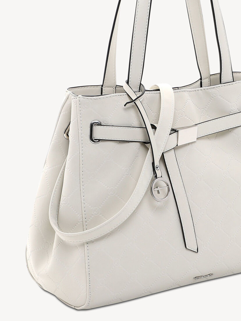 Witte tas met textuurpatroon en lange kunstleren hengsels