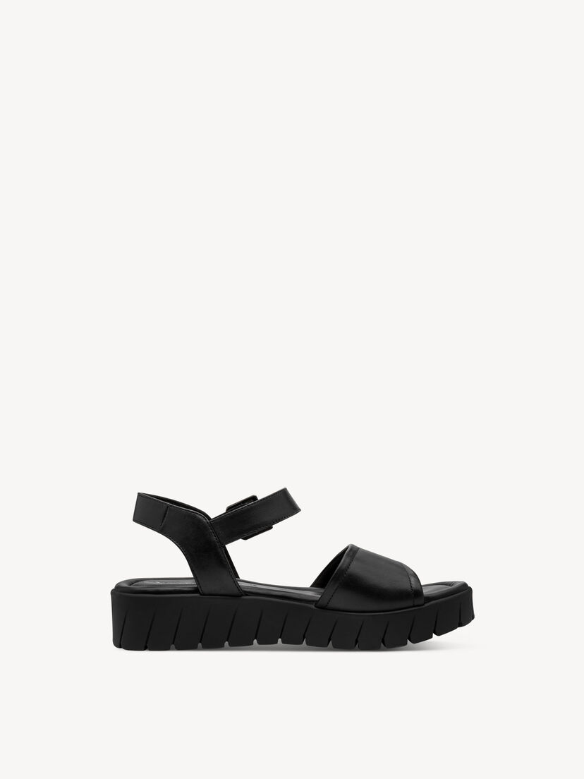 Leren Sandaaltje - zwart, BLACK LEATHER, hi-res