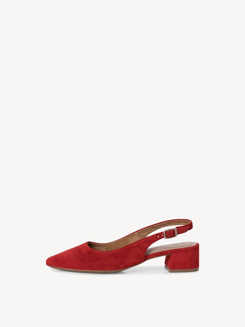 Leather sling pumps - red, RED, hi-res