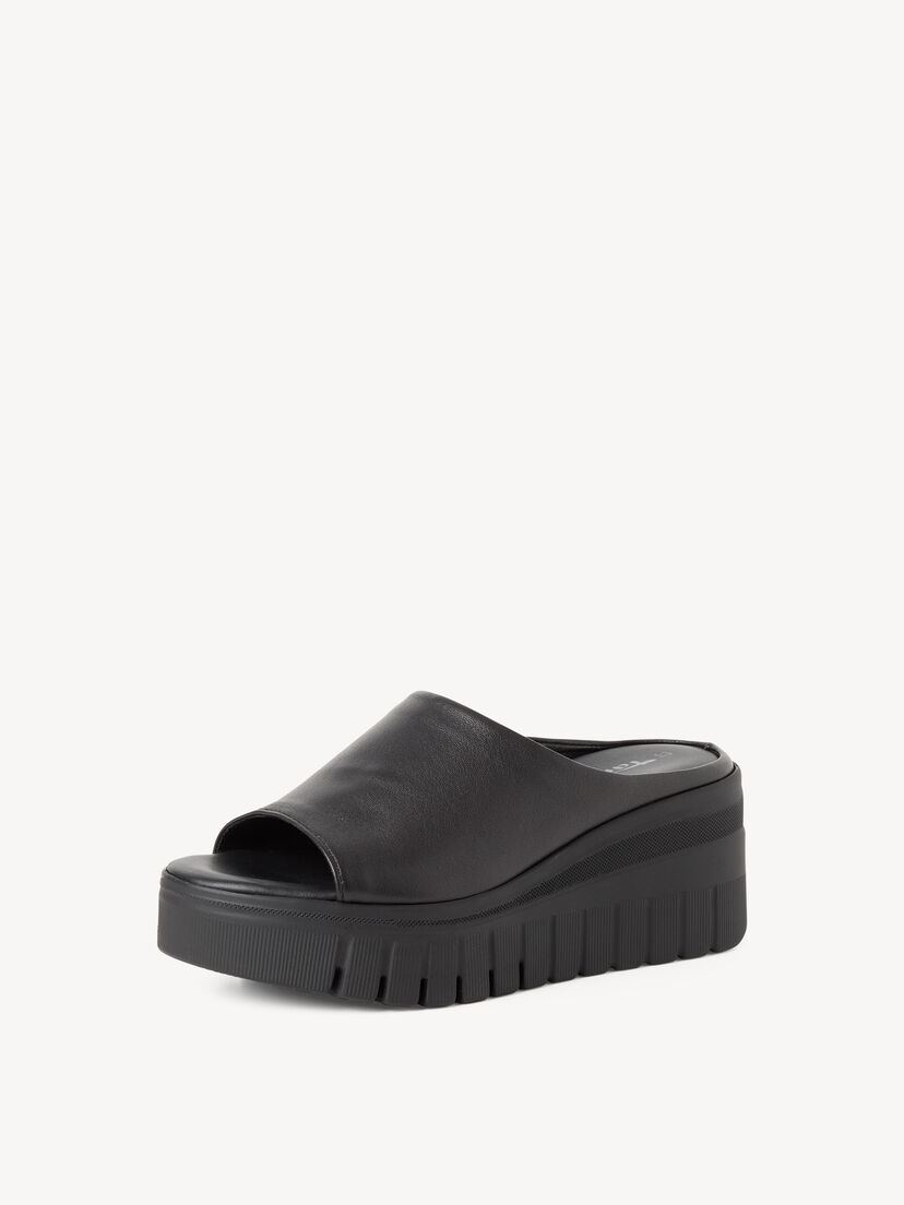 Leren Slipper - zwart, BLACK, hi-res