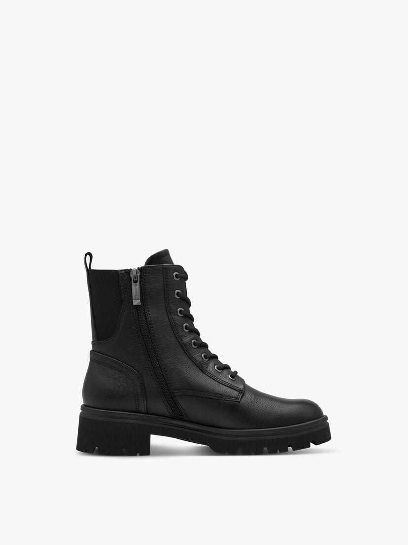 Leren Enkellaarsje - zwart, BLACK, hi-res