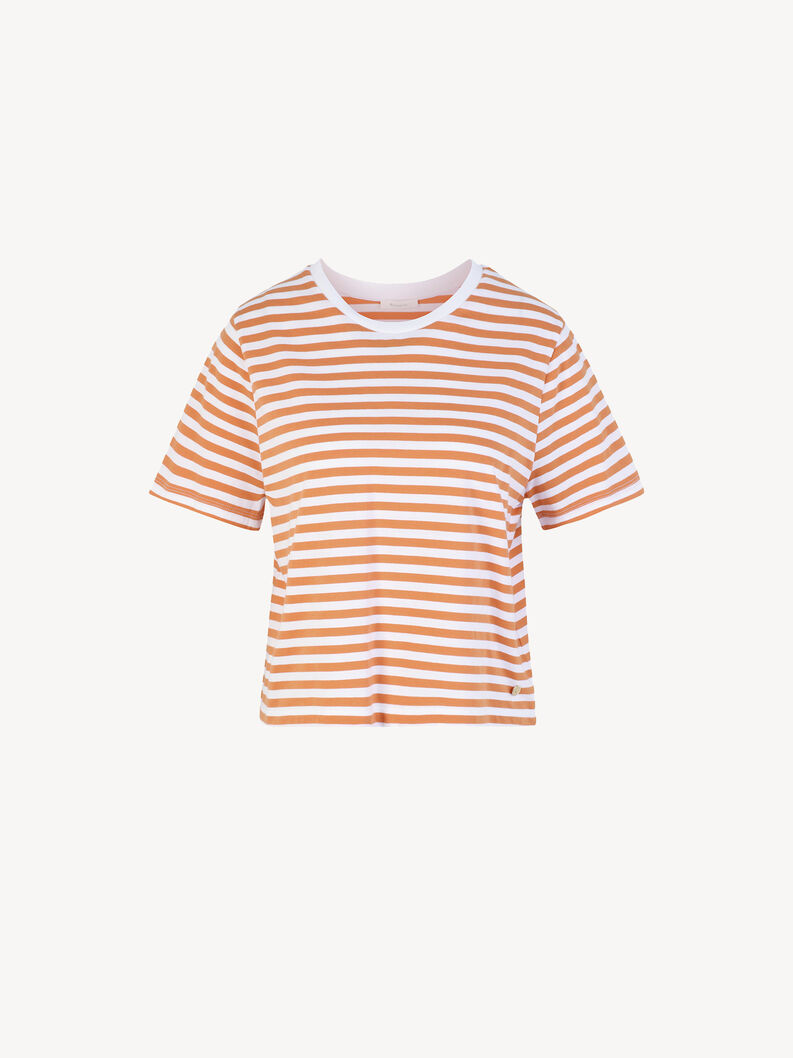 T-shirt - orange, Dusty Orange / Bight White Striped Tee, hi-res