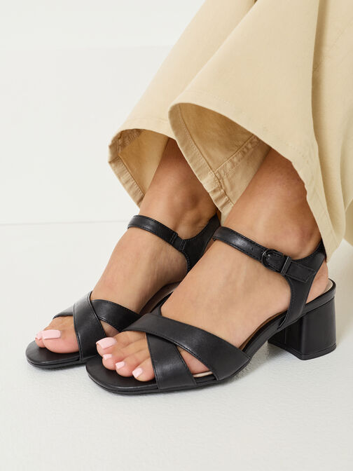 Sandale &agrave; talon, BLACK, hi-res