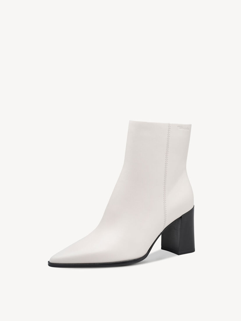 Leren Enkellaarsje - wit, OFFWHITE, hi-res