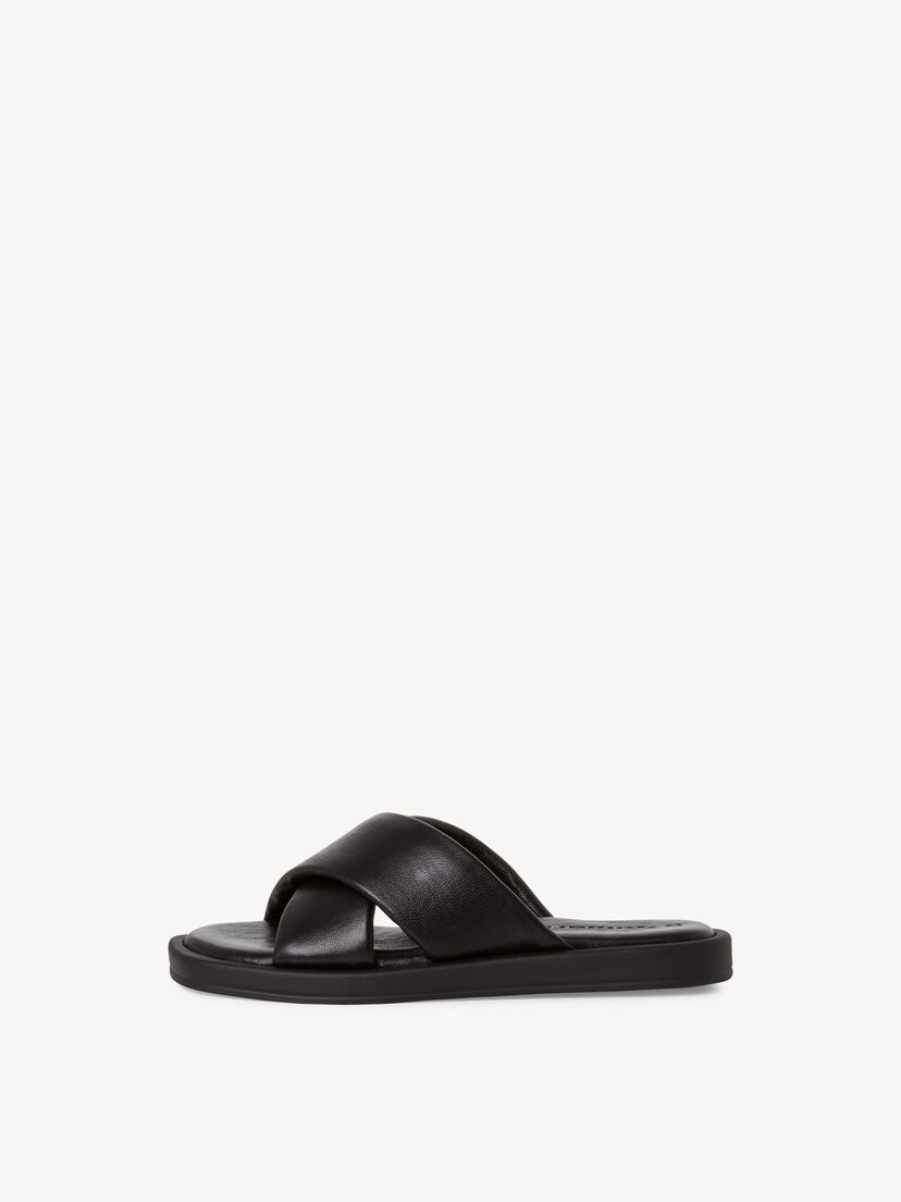 Leren Slipper - zwart, BLACK, hi-res