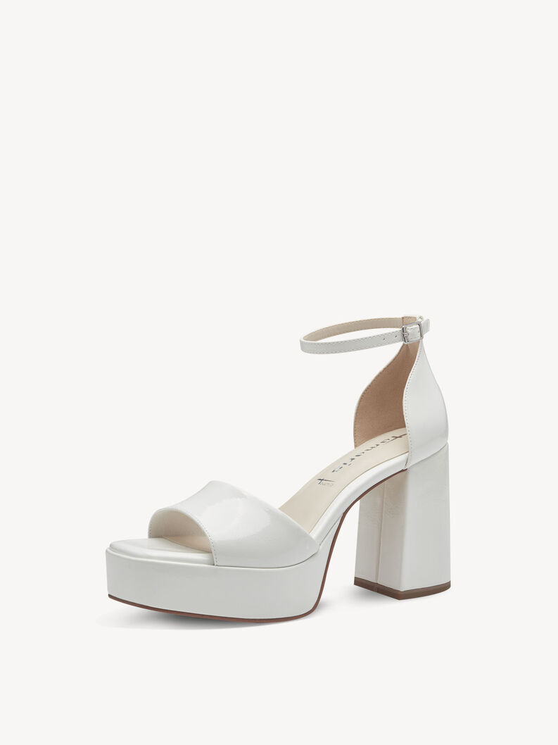 Heeled sandal - white, WHITE PATENT, hi-res