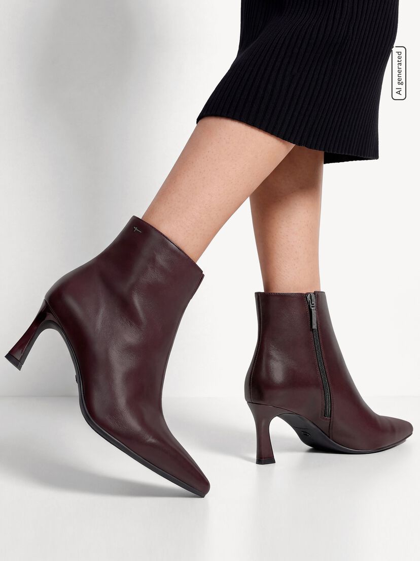 Leren Enkellaarsje - rood, MERLOT, hi-res