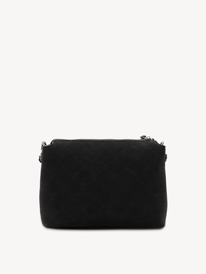 Zwarte gewatteerde tas met glad achterpaneel en bovenste ritssluiting