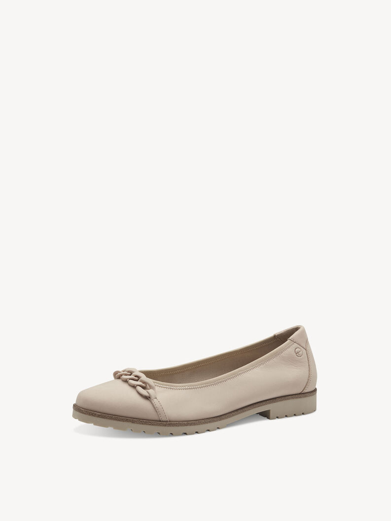 Leather Ballerina - beige, IVORY, hi-res