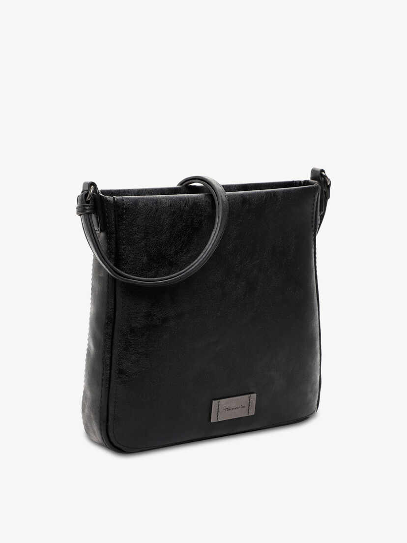 Zwarte dames schoudertas van imitatieleer met verstelbare schouderband