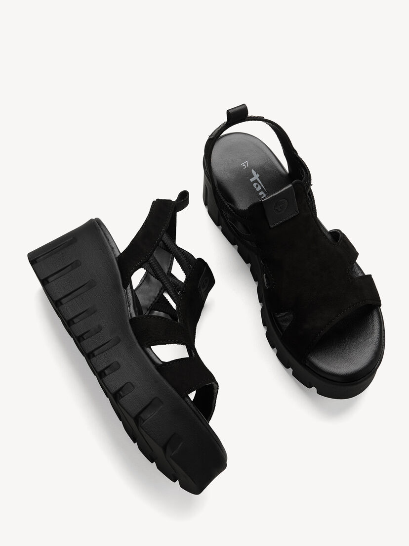 Leren Sandaaltje - zwart, BLACK, hi-res