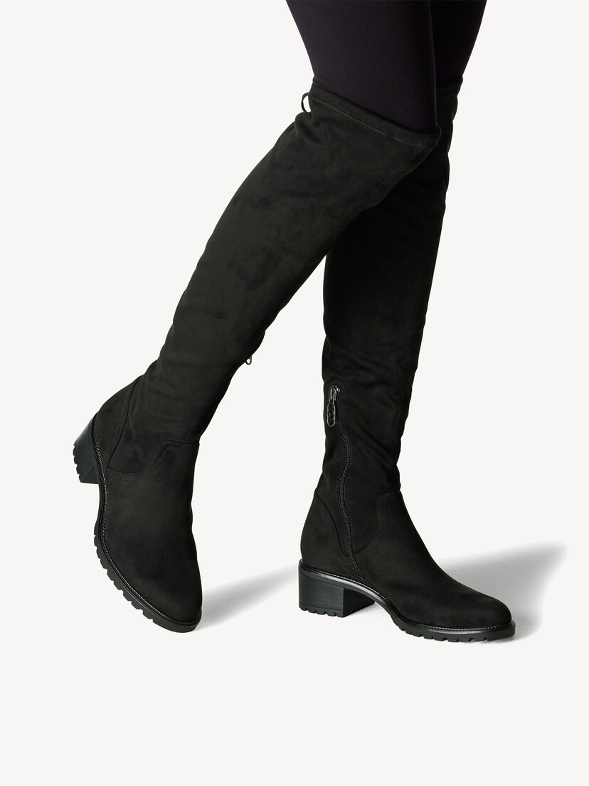 Overknee - zwart, BLACK, hi-res