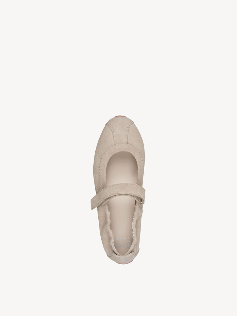 Lederballerina - beige, BEIGE SUEDE, hi-res