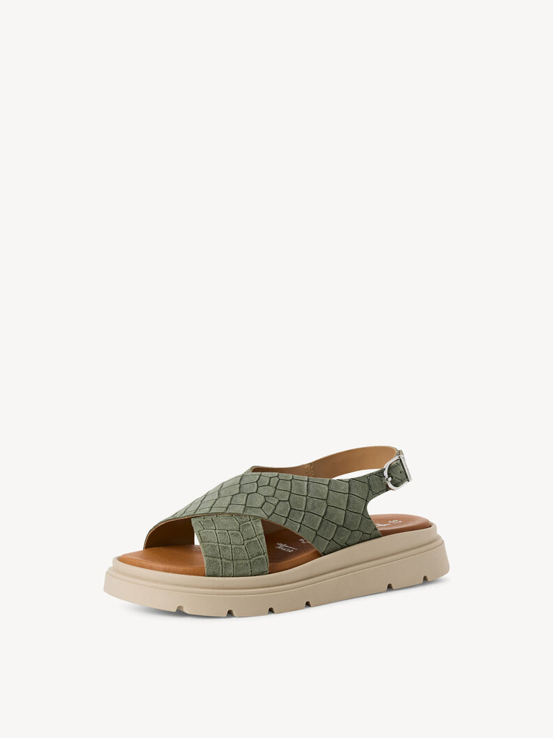 Leather Heeled sandal - green, SAGE STRUCTURE, hi-res