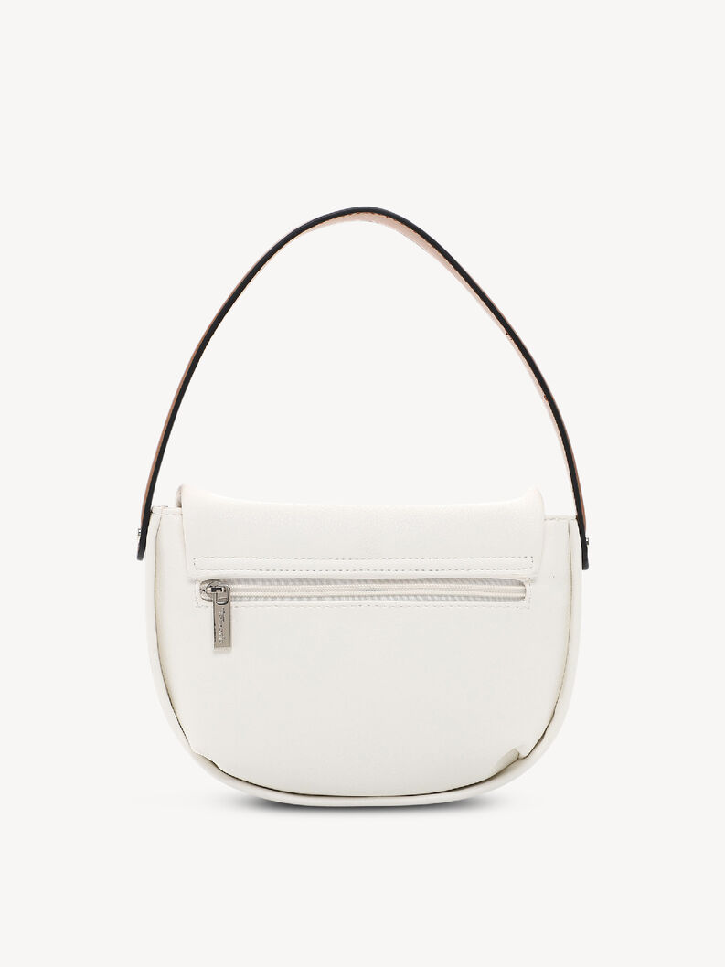 Borsa bianca in ecopelle con manico marrone vista posteriore