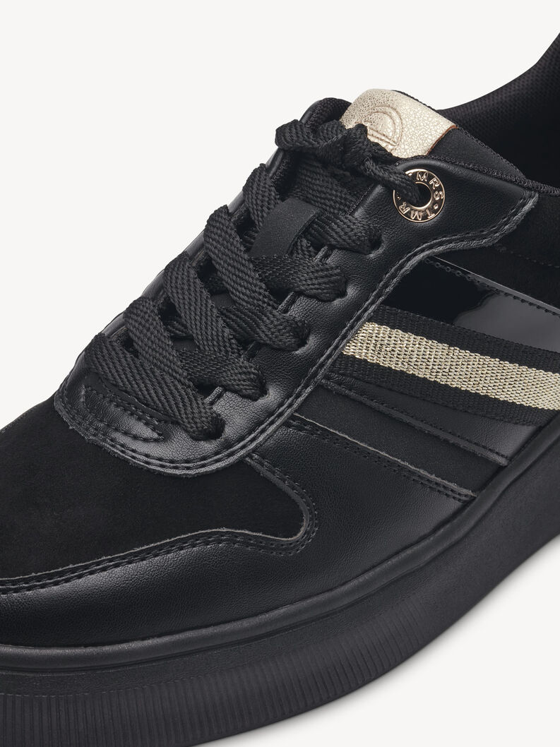Leather Sneaker - black, BLACK/GOLD, hi-res