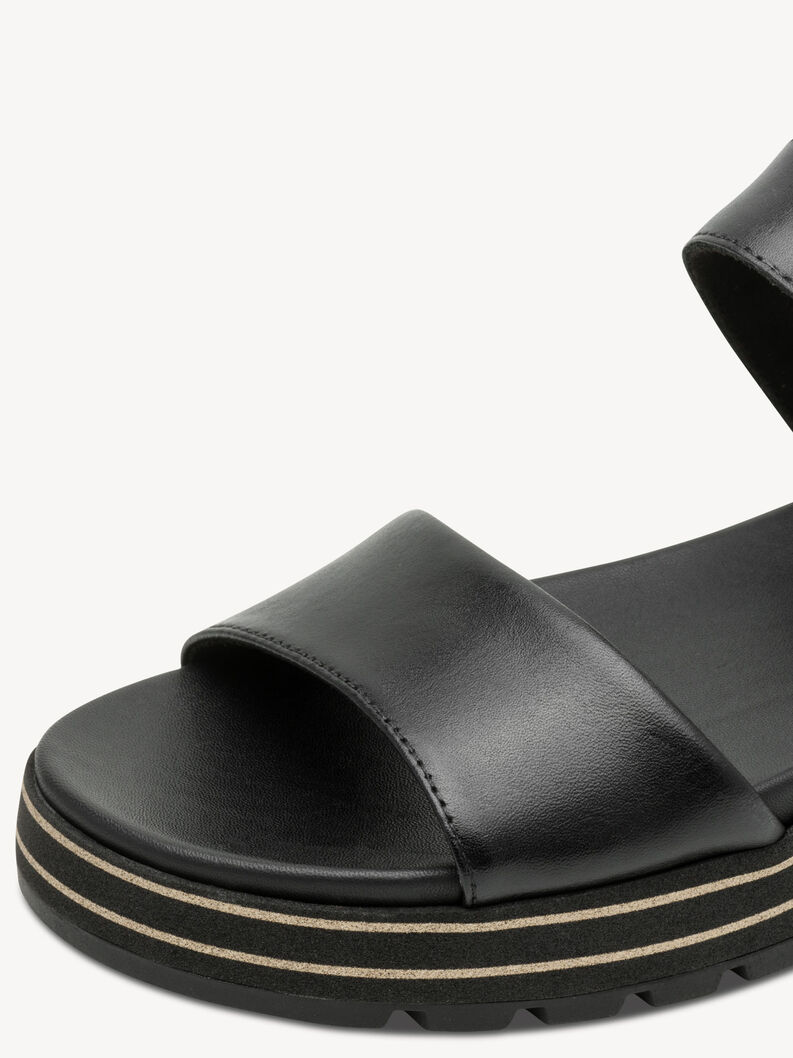 Sandale &agrave; talon en cuir - noir, BLACK, hi-res