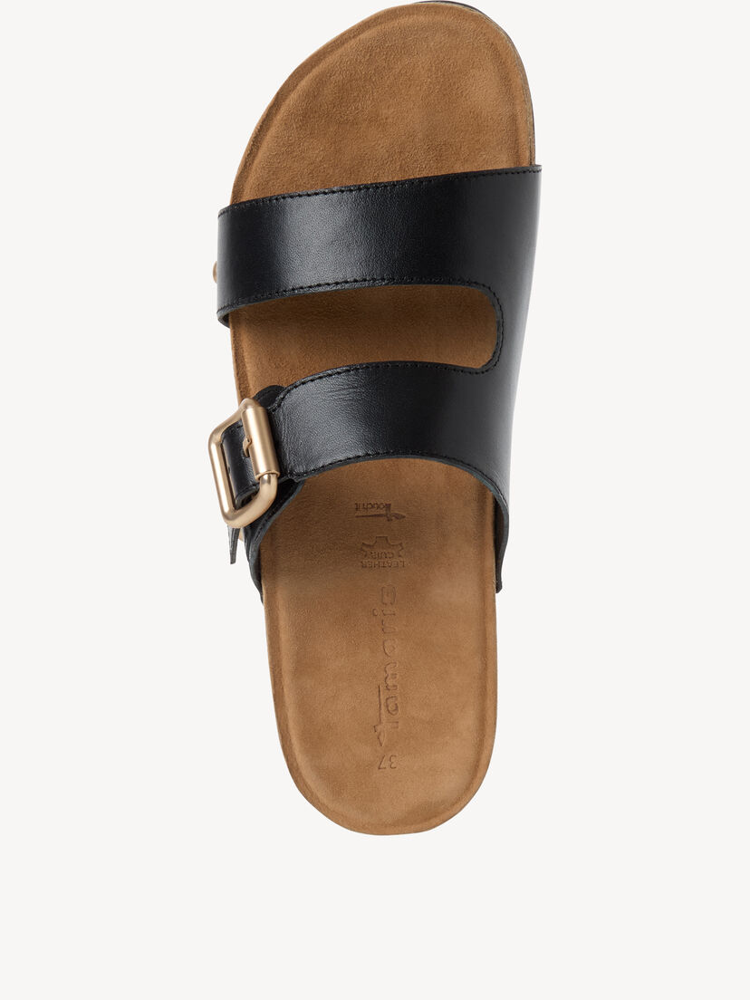 Leren Slipper - zwart, BLACK, hi-res