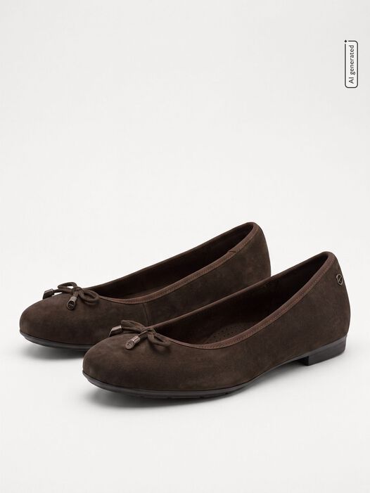 Leren Ballerina, MOCCA SUEDE, hi-res