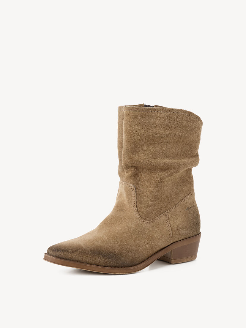 Leren Enkellaarsje - beige, beige, hi-res
