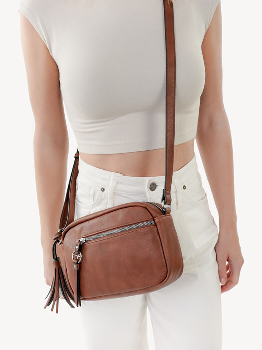 Schoudertas, cognac, hi-res