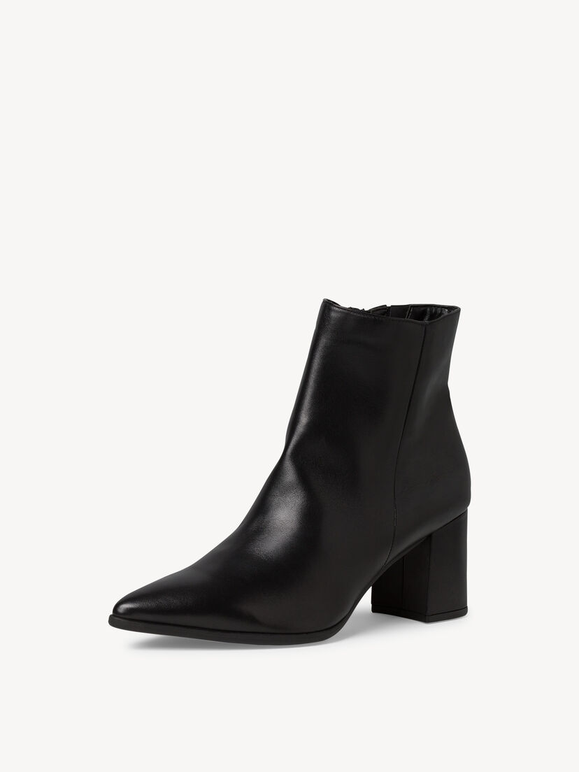 Leren Enkellaarsje - zwart, BLACK, hi-res