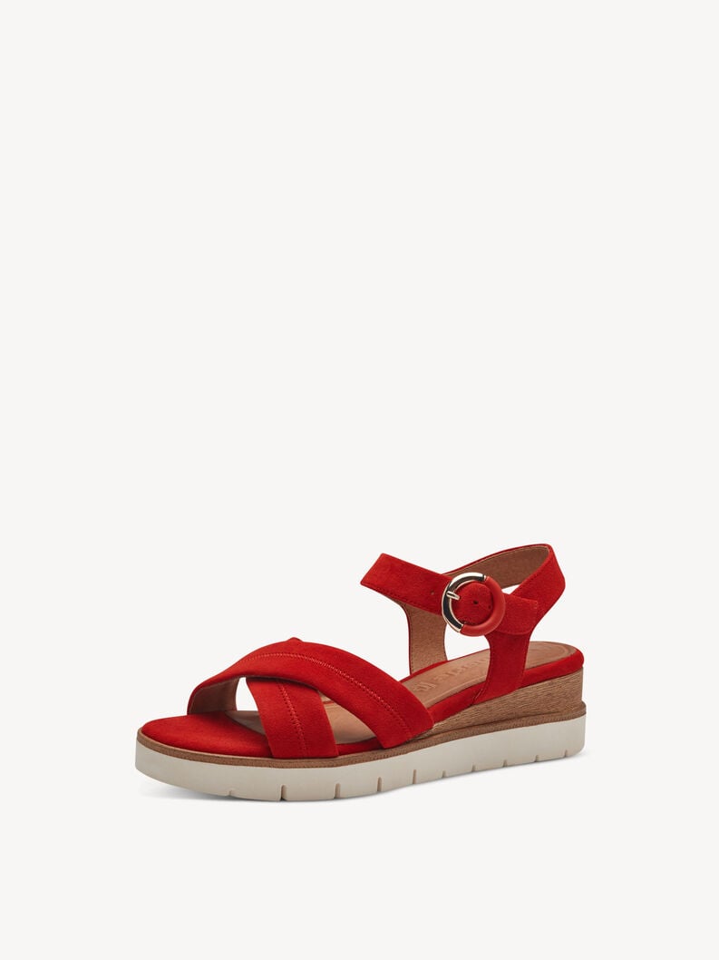 Kožené sandálky - červená, RED, hi-res