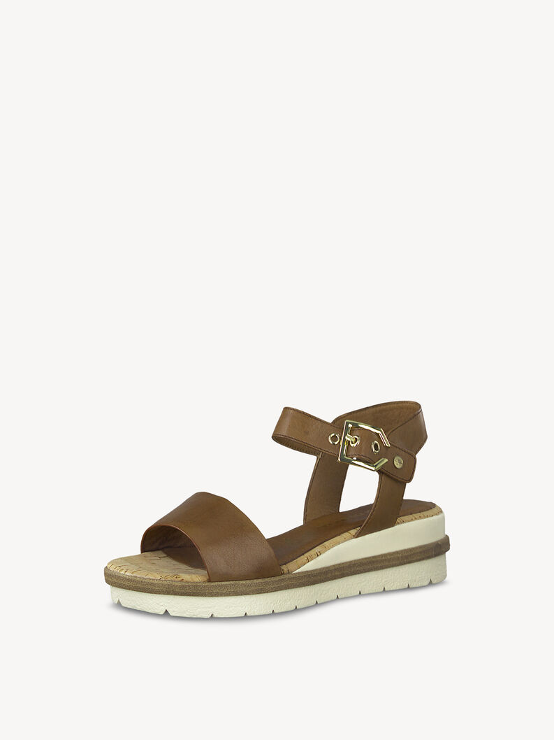 Leather Heeled sandal - brown, NUT, hi-res
