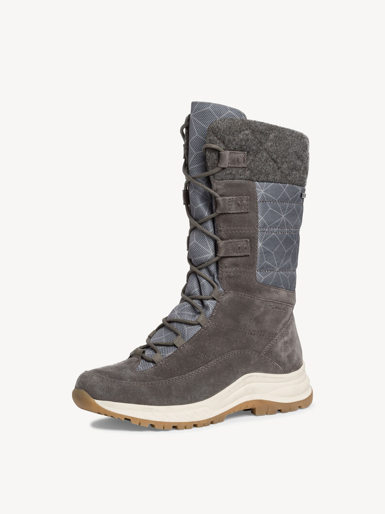 Gray winter women&rsquo;s high outdoor boot with large lacing