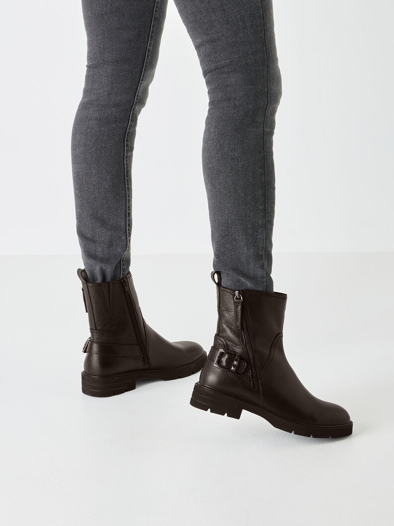 Bottine en cuir - noir, BLACK, hi-res