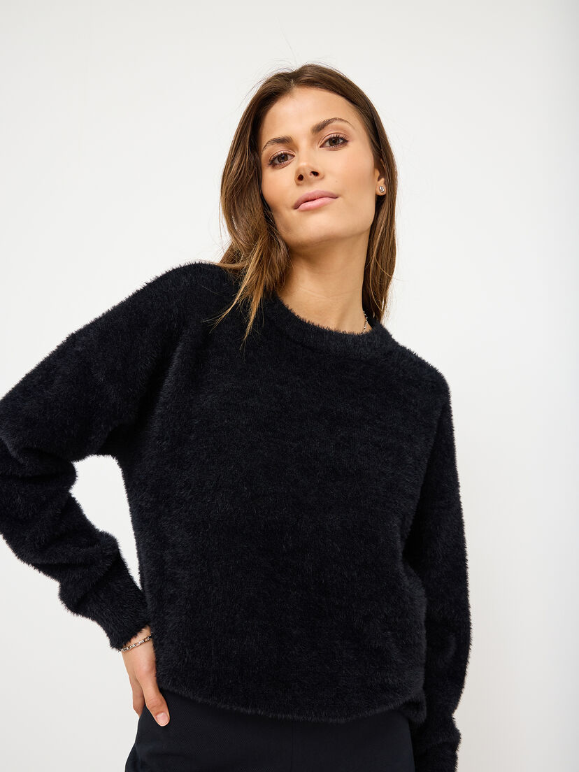 Gebreide trui - zwart, Black Beauty, hi-res