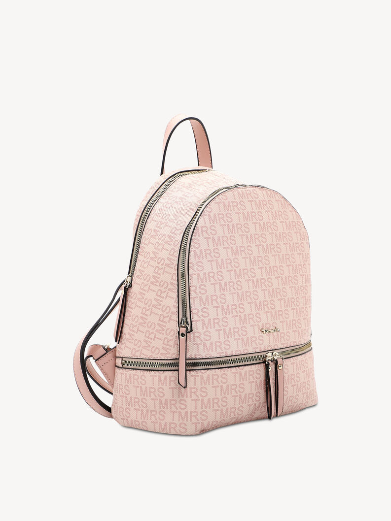 Rosa Kunstlederrucksack mit Monogramm und Doppelkammer-Design